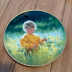 Knowles Decorative Plate with Child in Yellow and Green